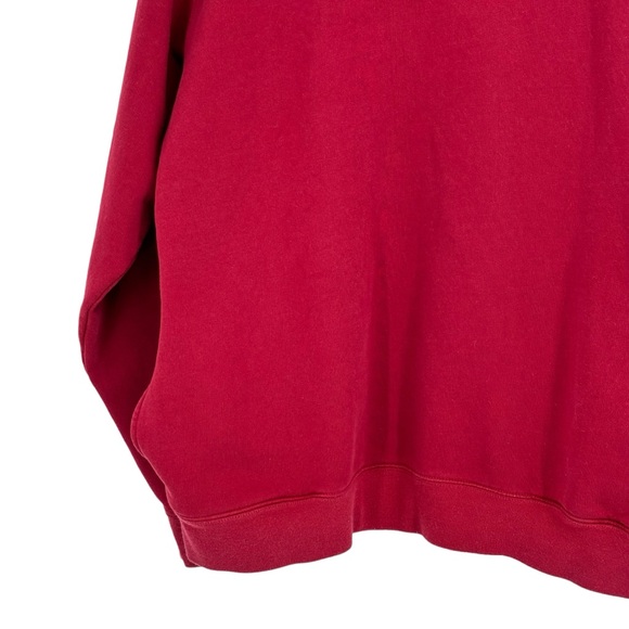 Vintage Men’s Size Large Tall Red Cotton/Polyester 1/4 Zip Sweatshirt w Pockets - Picture 4 of 8